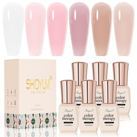 SHOYUM Jelly Gel Nail Polish Set 6 Colors Neutral Sheer Milky White Nude Pink Gel Polish Kit Translucent Soak off Uv Nail Gel Diy Manicure 2024 New Nail Trend Nail Polish Gifts for Mom