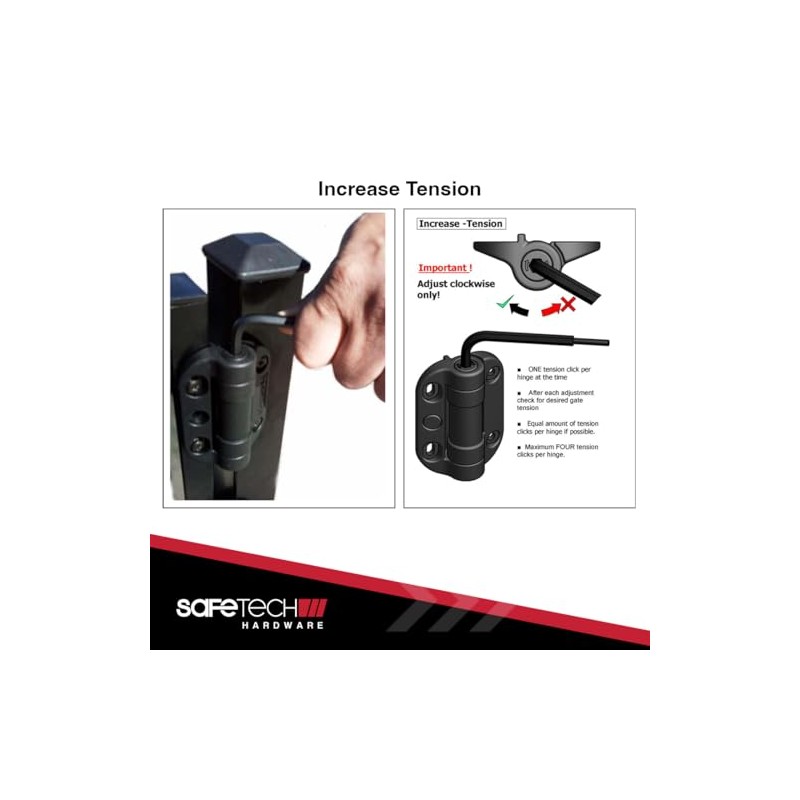 Safetech Hardware TopKlik Self Closing Gate Hinges | Self-Aligning Heavy