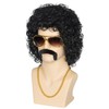 M MISS U HAIR Black Jerry Curl Wig with Mustache