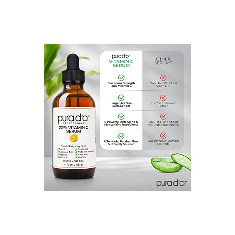 Pura D'or Vitamin C Serum, 4 Ounce