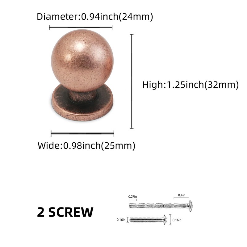 BUKOBYHE 10 Pack Antique Copper Cabinet Knobs Vintage Drawer Knobs