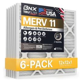 BNX TruFilter 16x25x2 Air Filter MERV 11 (4-Pack) - MADE IN USA - Allergen Defense Electrostatic Pleated Air Conditioner HVAC AC Furnace Filters for Allergies, Dust, Pet, Smoke, Allergy MPR 1200 FPR 7