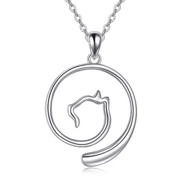 Horse Heart Cat Rose Flower Ring Holder Necklace Sterling Silver Ring Keeper Jewellery Gift for Wife Mother Sister, Sterling Silver