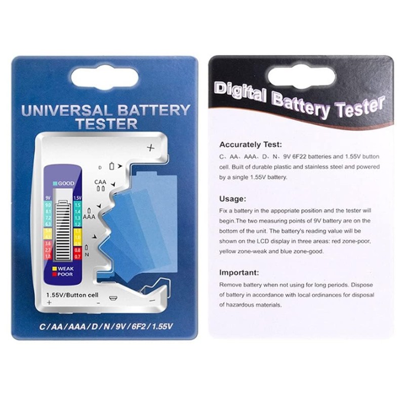Eyech Battery Tester Checker,Digital Battery Capacity Gauge Tester with LCD