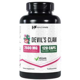 Healthfare Devil's Claw Herbal Supplement, Extract 2600mg | 120 Veg Capsules | Support Low Back Discomfort | Max Potency Formula | Non-GMO | Gluten-Free