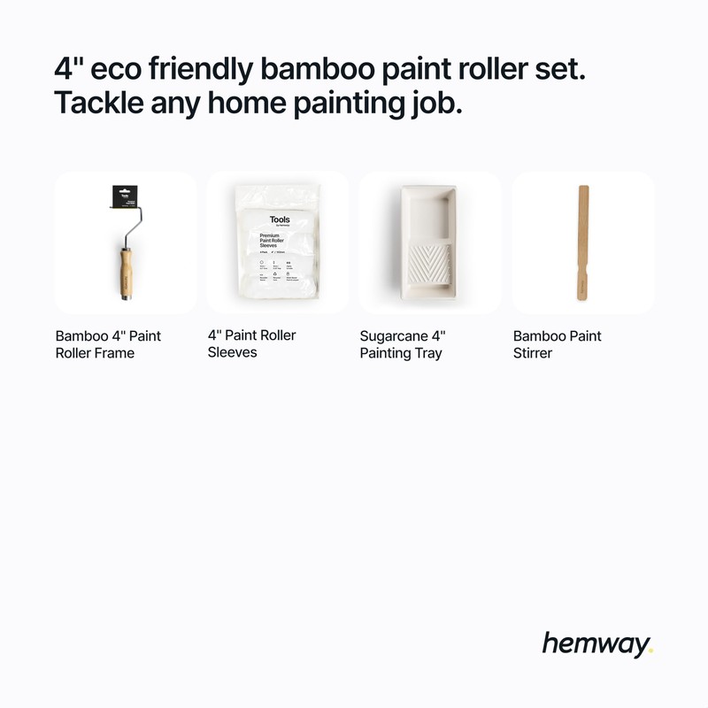 Hemway Premium Decorating Tools Bamboo Paint Roller Kit Set |