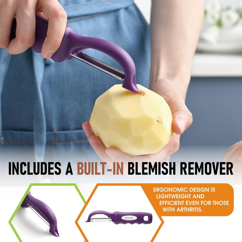 Spring Chef Premium Swivel Vegetable Peeler, Soft Grip Handle and