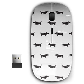 KAWAMOUSE 2.4G Ergonomic Portable USB Wireless Mouse for PC, Laptop, Computer, Notebook with Nano Receiver (Dachshund Dog Silhouette)