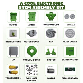 DIY Vacuum Cleaner Robot Kit, STEM Projects Science Kits for Teens, Mini Trash Can Shaped IR Sensor Assemble Robot Kit, Great STEM Learning Project for School Students and Teens