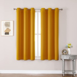 ChrisDowa Cortinas de oscurecimiento con ojales para recámara y sala de estar, juego de 2 paneles de cortinas opacas con aislamiento térmico (amarillo mostaza, 38 de ancho x 54 de largo)