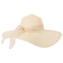 LY4U Women’s Straw Hat, Summer UPF 50 Sun Hat, Wide Brim Beach Hat, Foldable Roll up Floppy Hats for Women Lady and Girl White