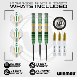 WINMAU Darts Xenon 24g 90% Professional Tungsten Darts Set with Steel Tip with Dart Flights and Dart Shafts