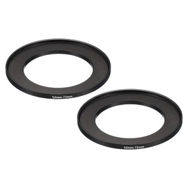 PATIKIL 52mm-72mm Metal Step Up Ring, 2 Pack Camera Lens Filter Adapter Ring Aluminum Filter Adapter Ring for Camera Lenses Hood, Black