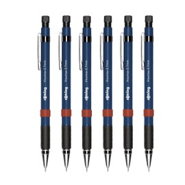 rOtring Visumax Mechanical Pencils - 0.7mm - Pack of 6 - Refillable - Twist Out Eraser - Rubber Grip (Dark Blue Barrels)