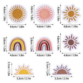 Iron-On Patches, Pack of 16 Sun Embroidered Patches, Rainbow Embroidered Patches, Colourful Patches, Cartoon Iron-on, Children's Embroidery Patch for Jackets, Backpacks, Bag, Children's Clothing