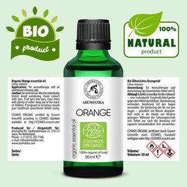 Organic Sweet Orange Oil 50 ml - Organic Orange Oil for Diffusers - Organic Essential Oil - Citrus Sinensis Organic - 100% Natural Orange Oil for Aromatherapy - Orange Oil for Scented Candles and