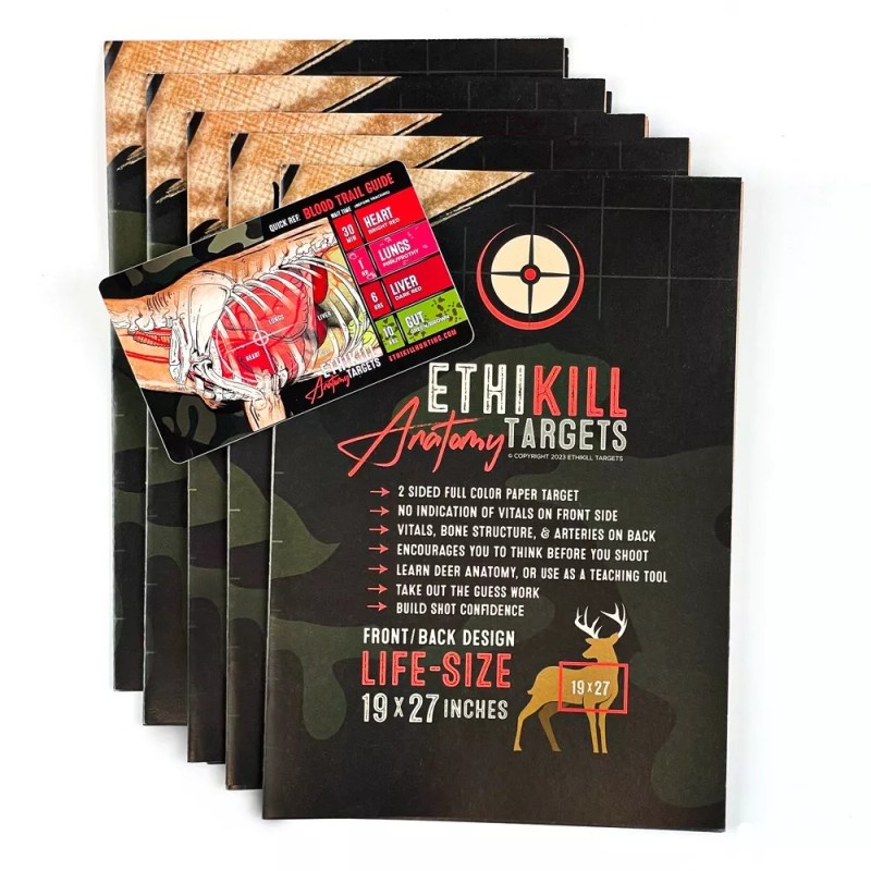 EthiKill Life Size Deer Vitals 2-Sided Paper Range Target -