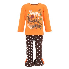 Conjunto de 2 piezas para bebé con texto en inglés "Happy Thanksgiving", color naranja y café, Anaranjado, 8