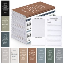 Qilery 30 Pcs Bulk Bible Planners 2025 2026 Pocket Calendars Appreciation Gifts for Volunteer Teacher Employee Team to Do List Weekly Goals Inspirational Notepads (Neutral Color,Spanish Bible)