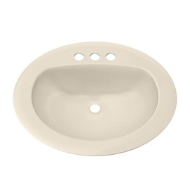 PROFLO PF20174 Rockaway 20-1/2" Oval Vitreous China Drop In Bathroom Sink with Overflow and 3 Faucet Holes at 4" Centers - Biscuit