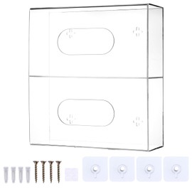 Patioer Glove Box Holder Wall Mount, Double Acrylic Gloves Dispenser for Lab Food Service Home Office, Clear