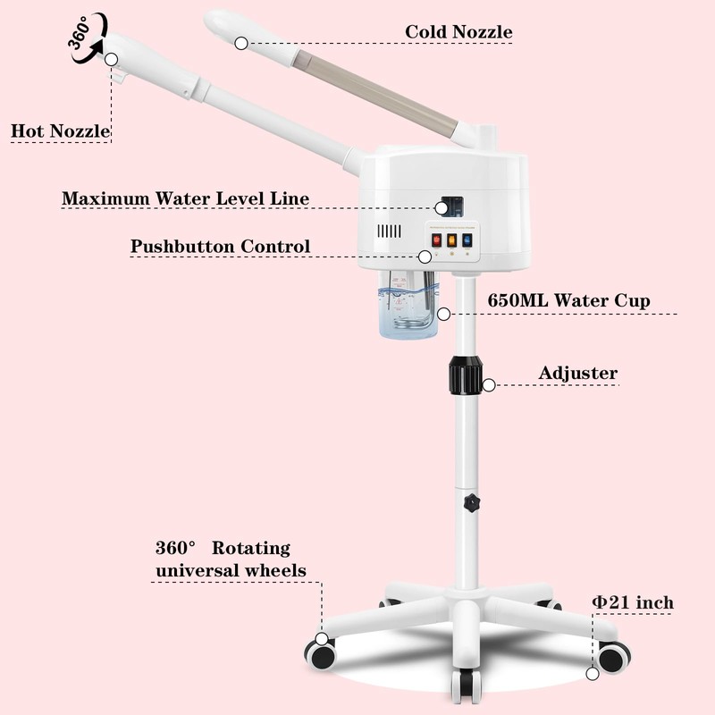 2 in 1 Hot & Cold Mist Facial Steamer, Professional