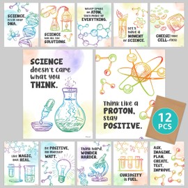 Decorably Science Quotes Posters for Classroom, 12 Middle School Science Classroom Decor, 8.5x11 Science Posters for Classroom Middle School Science Posters for Classroom High School