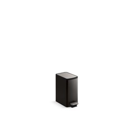 KOHLER 31319-BST Bathroom Trash Can, 1.6 Gallon, 6-Liter Step Can, Quiet-Close Small Trash Can with Foot Pedal, Black Stainless