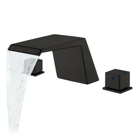 LIWEIKE Deck Mount Tub Faucet, Roman Tub Faucet Set 3 Hole High Flow Bathtub Faucets with 2 Handle Waterfall Tub Filler, Matte Black