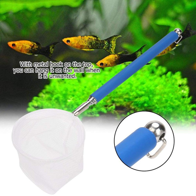 Fdit Adjustable Mini Fishing Net Pole for Aquarium Shrimp (Round