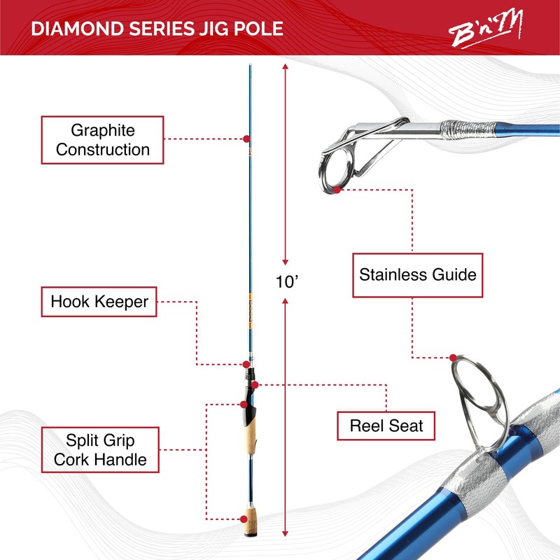 B&M DIA102 10 ft. Diamond Jig Fishing Pole - 2