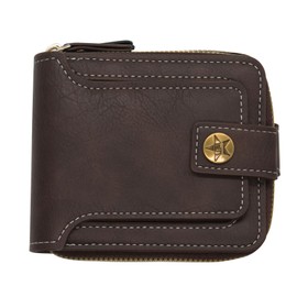 LJCZKA Wallets for Men Zip Around Leather Wallet Bifold Large Capacity Card Holders Multiple Compartments with Coin Pocket, Card Slots, Flap ID Window (Deep Coffee)