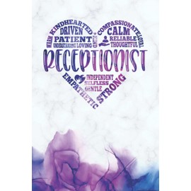 Receptionist Blank Lined Journal with Heart Subway Art Words, a Perfect Receptionist Gift For Women-Notebook with Alcohol Ink and Marble ... Great Administrative Professional Day Gift!