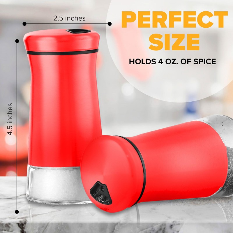 The Original Salt and Pepper Shakers set -Red- Spice Dispenser