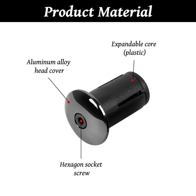 1 Pair Handlebar End Plugs, Bicycle Handlebar End Plugs, Aluminum