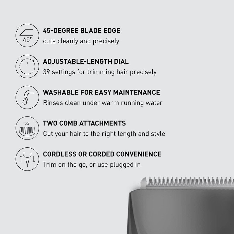 Panasonic Performance Hair Clippers with 2 Attachments and Adjustable Length