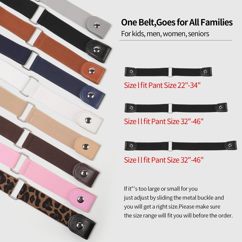 ITLXJR No Buckle Elastic Belt, Stretch Invisible Belt for Jeans,