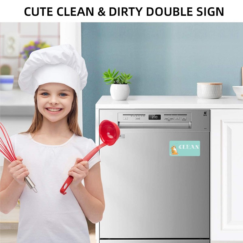 Dishwasher Magnet Clean Dirty Sign, Double Sided Strong Clean Dirty
