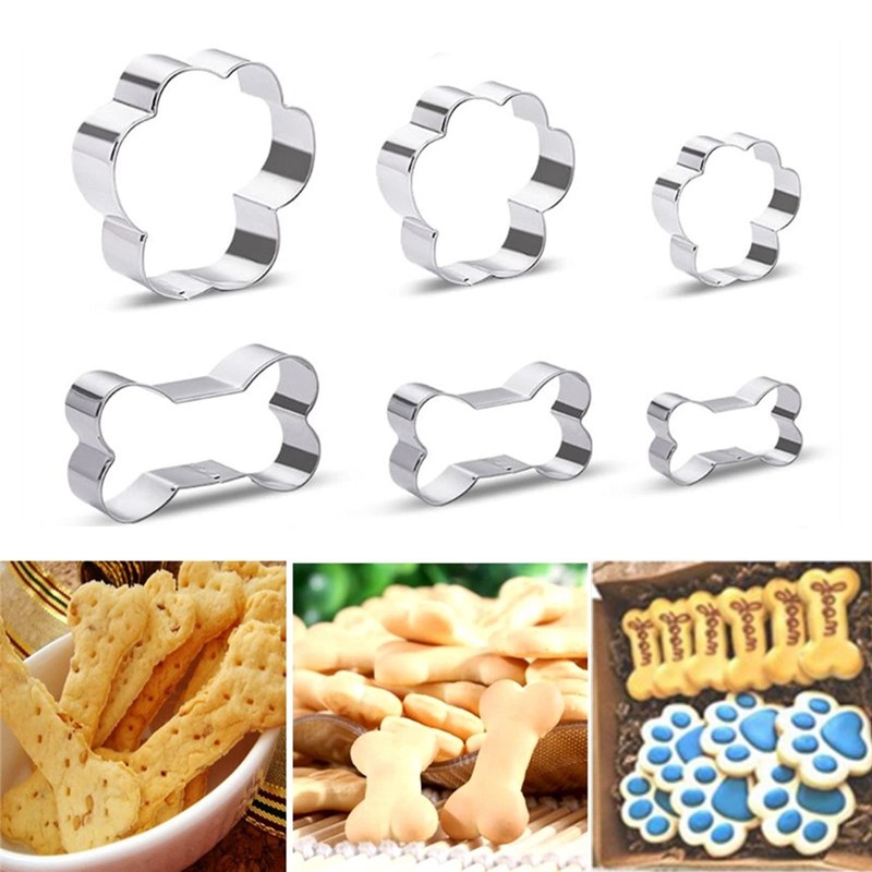Cookie Cutters Paws Bows Set of 6 Stainless Steel Cookie