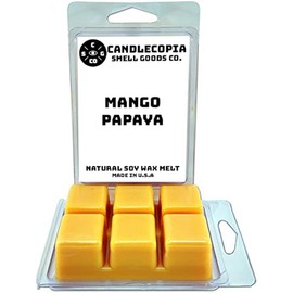 Candlecopia Mango Papaya Strongly Scented Hand Poured Vegan Wax Melts, 12 Scented Wax Cubes, 6.4 Ounces in 2 x 6-Packs