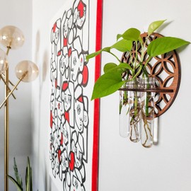 Plant Terrarium Holder, Wooden Stand Propagation Station with 3 Test Tube, Decorative Propagating Plant Station for Home Decoration, Hydroponic Plants