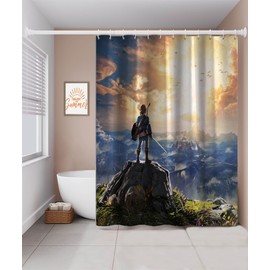 Generic Boys Party Shower Curtain, Funny Video Game Shower Curtain, Waterproof Decorative Bathroom Bath Curtains 60x72 Inch, Orange