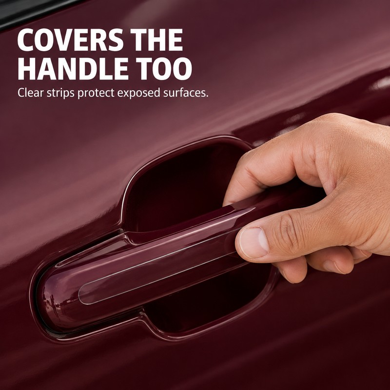 8-Piece Transparent Car Door Handle Scratch Protection Film Set