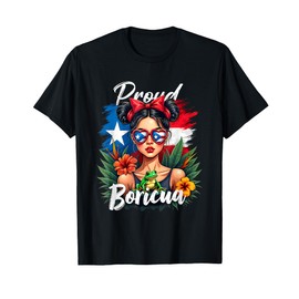 Puerto Rican Girls Boricua Puerto Rico Heritage Messy Bun T-Shirt