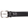 Nautica Men's Leather Laced Belt with Logo Engraved Buckle, Black,