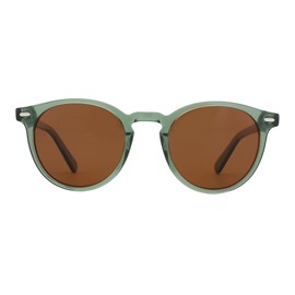 ZENOTTIC Men's Vintage Round Sunglasses, Polarized Sunglasses, UV Protection, Handmade, Acetate Frame, C04 Crystal Green Frame Tea Lens