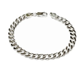 Treasure Bay Mens Solid 925 Sterling Silver Bracelet 7mm Wide Available in 18.5cm, 19.5cm, 21cm and 23cm, Sterling Silver