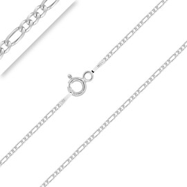 Planetys - Children's and Baby Figaro Chain (1+3) 925 Sterling Silver Rhodium-Plated for Girls and Boys - 1.5 mm Wide Various Lengths 32-34-36-38-40 cm, Sterling Silver