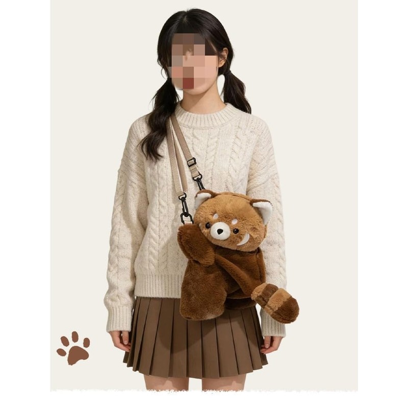 AWXZOM red panda bag Red Panda Plush Backpack cute Animal