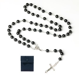 CAIKAILIOR Rosary Catholic, Rosary Necklace, Rosary Necklace, Rosary Communion Girls, Faux Pearls, Catholic Rosary Beads, Retro Cross, with Gift Bag, Christening, Communion Wedding/Party, 1, Faux